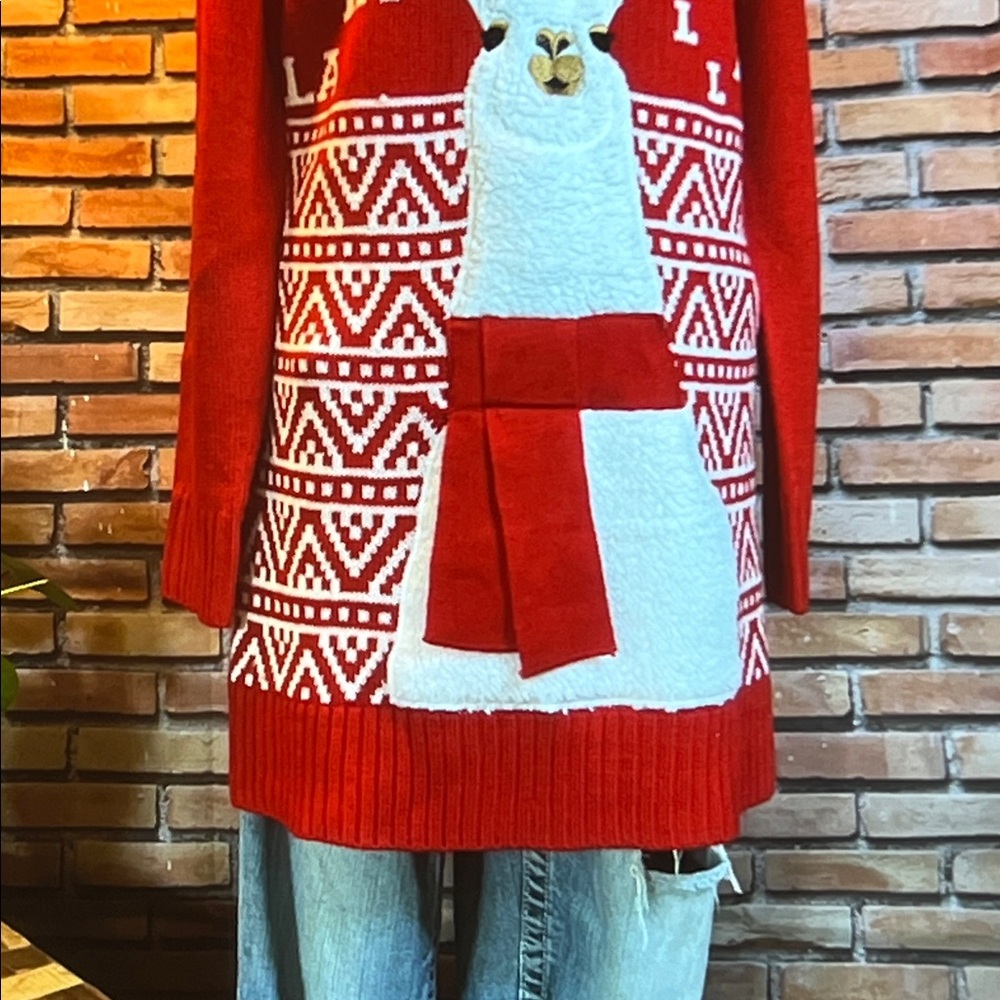 👚 Ugly - but cute - Christmas Sweater - Fa La La La Llama Large / F - Picture 2 of 14
